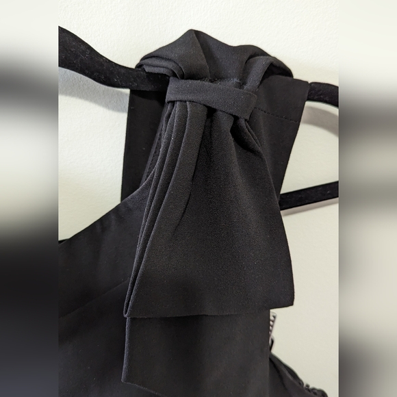 Jacob black One shoulder dress with oversized bow detail - Size L - Picture 4 of 7
